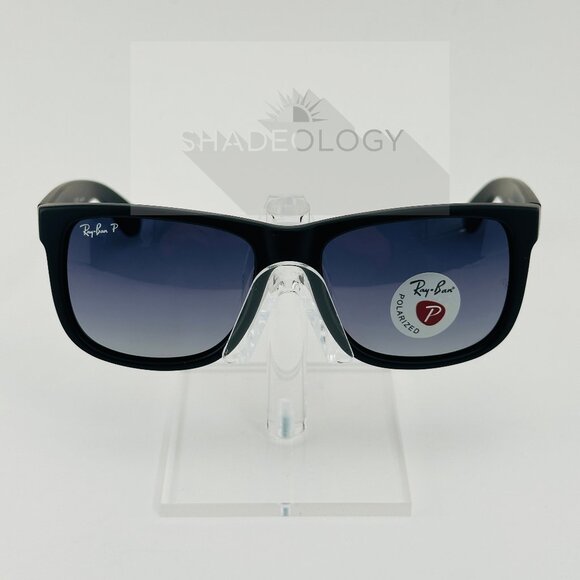 New Ray-Ban RB4165 622/T3 Justin Sunglasses Polarized Gray Lens Black Frame - Picture 2 of 10